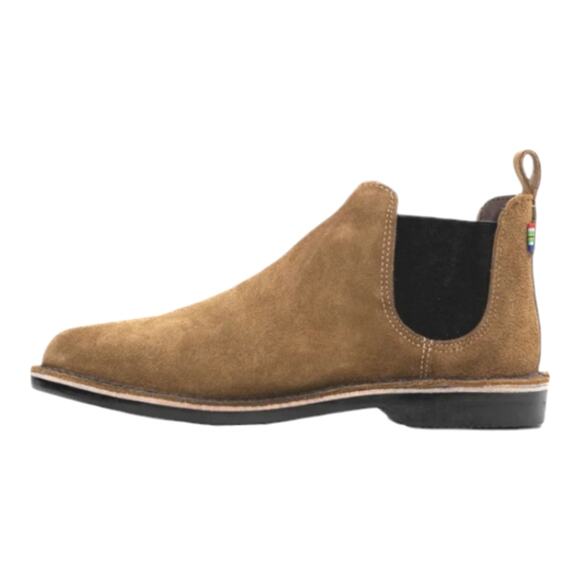 NWOB Veldskoen Unisex Chelsea Safari Black Sole Pull On Camel Suede Ankle Boot - Picture 1 of 11